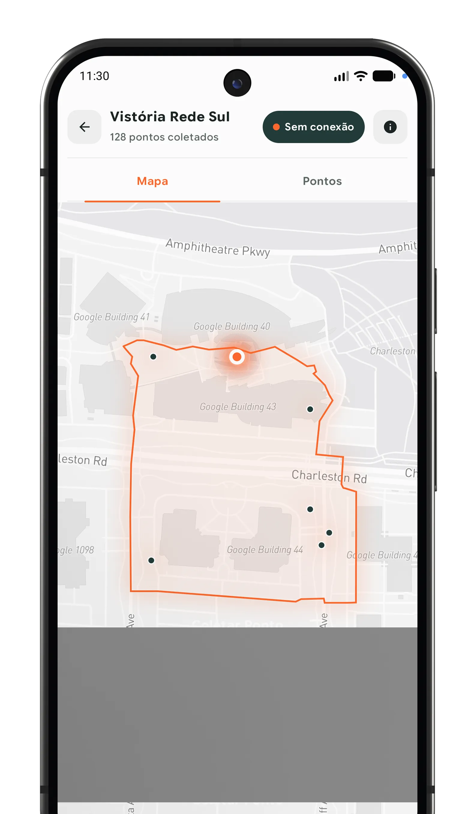 App de campo: mapa de coleta do projeto Vistoria Rede Sul